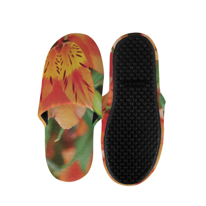 Orange Alstroemeria Print Slippers