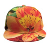 Orange Alstroemeria Print Snapback Cap