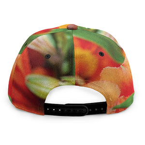 Orange Alstroemeria Print Snapback Cap