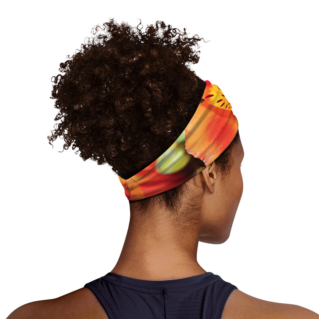Orange Alstroemeria Print Sports Headband