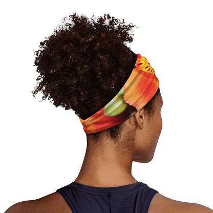Orange Alstroemeria Print Sports Headband