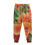 Orange Alstroemeria Print Sweatpants