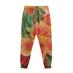 Orange Alstroemeria Print Sweatpants