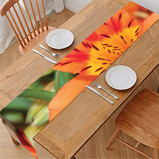 Orange Alstroemeria Print Table Runner