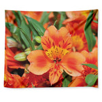 Orange Alstroemeria Print Tapestry