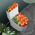 Orange Alstroemeria Print Toilet Lid And Tank Cover Set