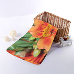 Orange Alstroemeria Print Towel