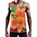 Orange Alstroemeria Print Men's Workout Tank Top