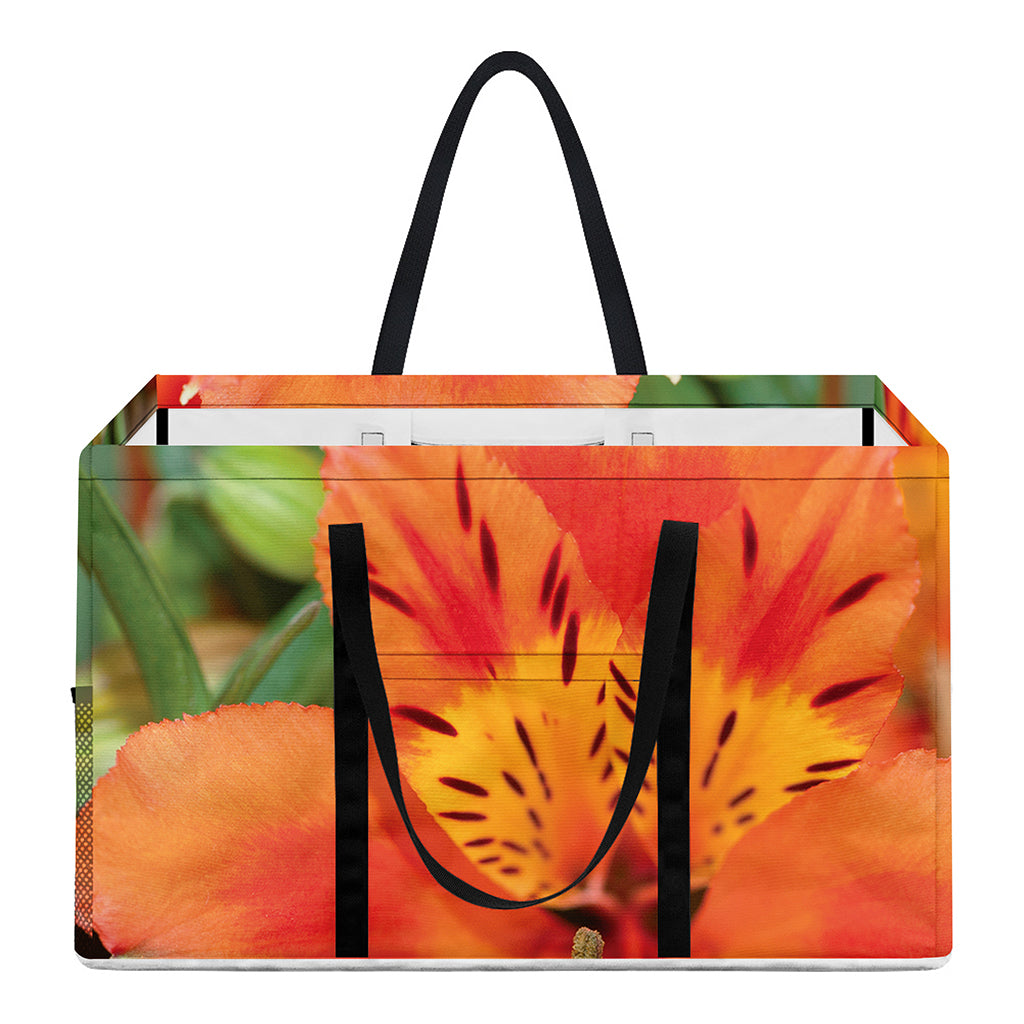 Orange Alstroemeria Print Utility Tote Bag