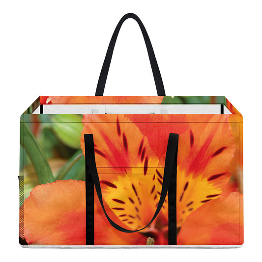 Orange Alstroemeria Print Utility Tote Bag