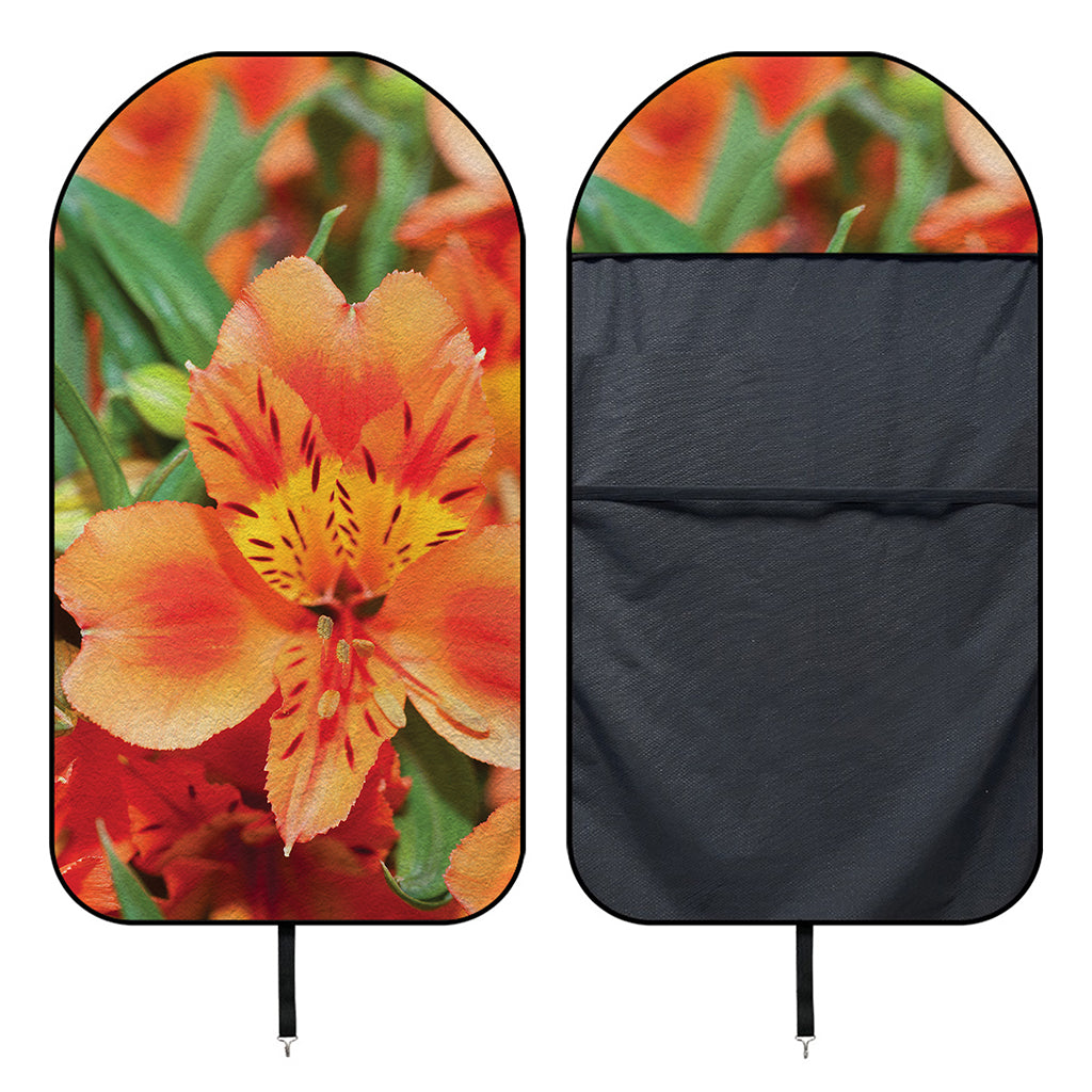 Orange Alstroemeria Print Waterproof Car Seat Cover