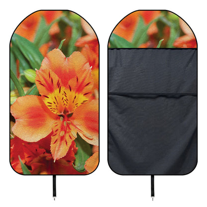 Orange Alstroemeria Print Waterproof Car Seat Cover