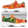 Orange Alstroemeria Print White Chunky Shoes