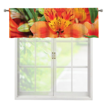 Orange Alstroemeria Print Window Valance