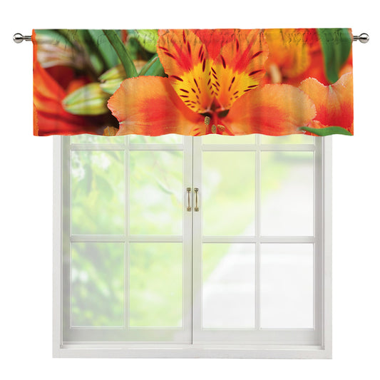 Orange Alstroemeria Print Window Valance