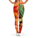 Orange Alstroemeria Print Women's Leggings