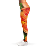 Orange Alstroemeria Print Women's Leggings