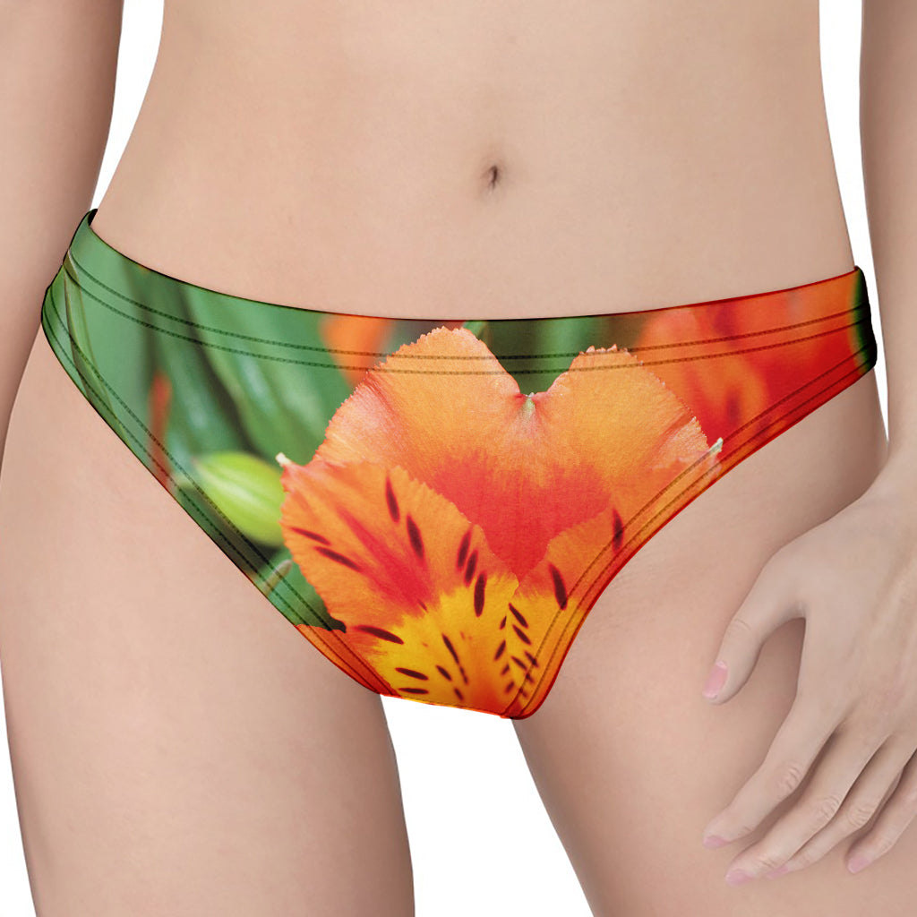 Orange Alstroemeria Print Women's Thong