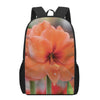 Orange Amaryllis Print 17 Inch Backpack