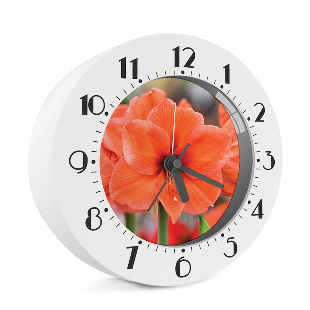 Orange Amaryllis Print Alarm Clock