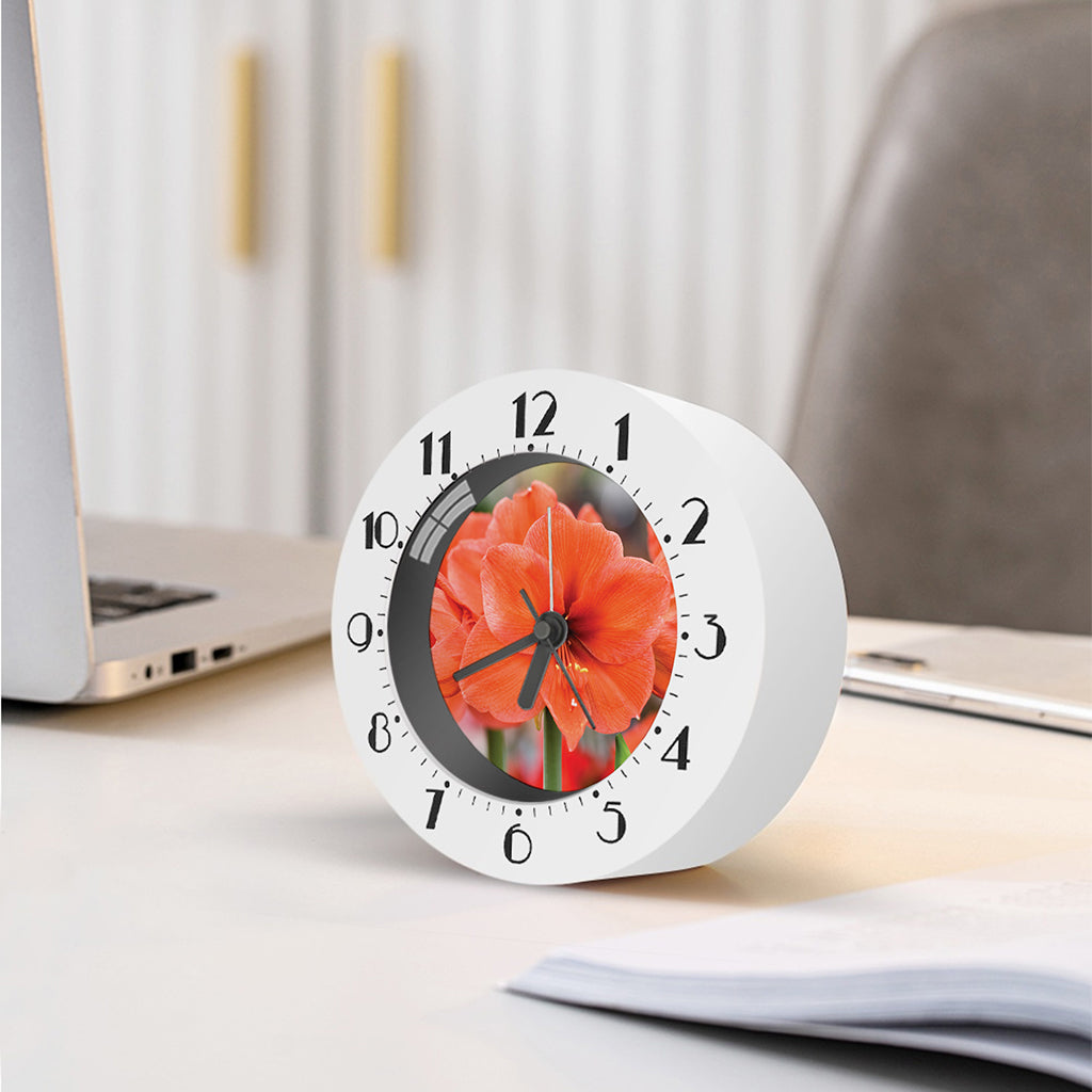 Orange Amaryllis Print Alarm Clock