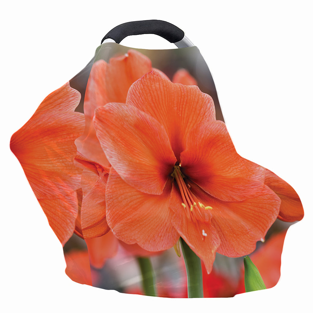 Orange Amaryllis Print Baby Seat Cover