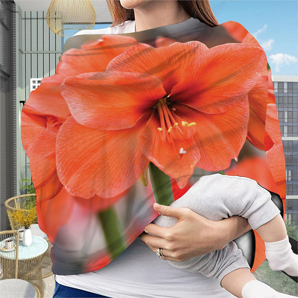 Orange Amaryllis Print Baby Seat Cover