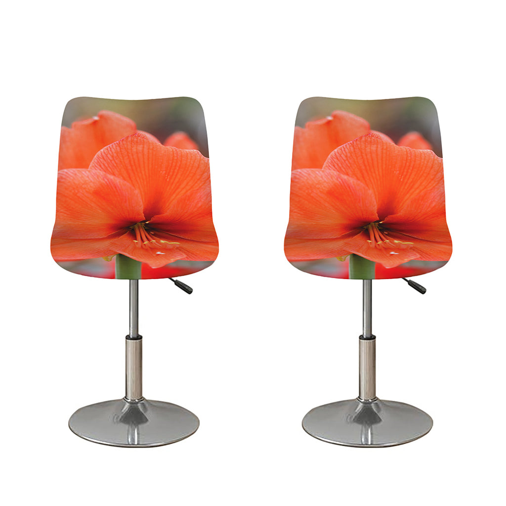 Orange Amaryllis Print Bar Stool Covers