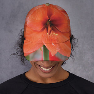 Orange Amaryllis Print Baseball Cap