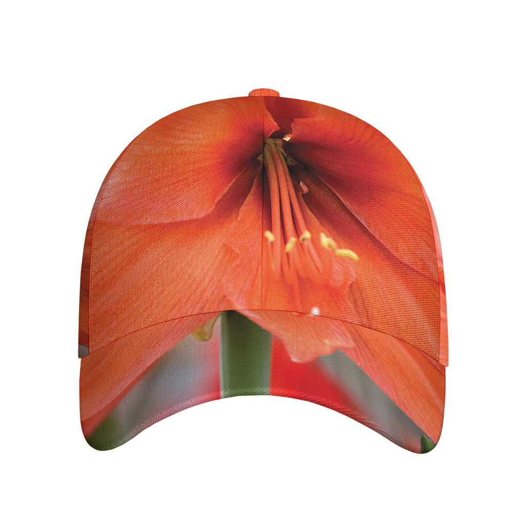 Orange Amaryllis Print Baseball Cap