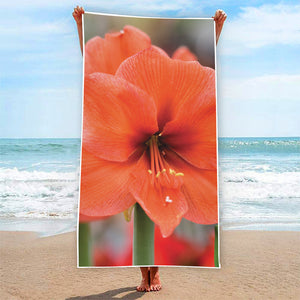 Orange Amaryllis Print Beach Towel