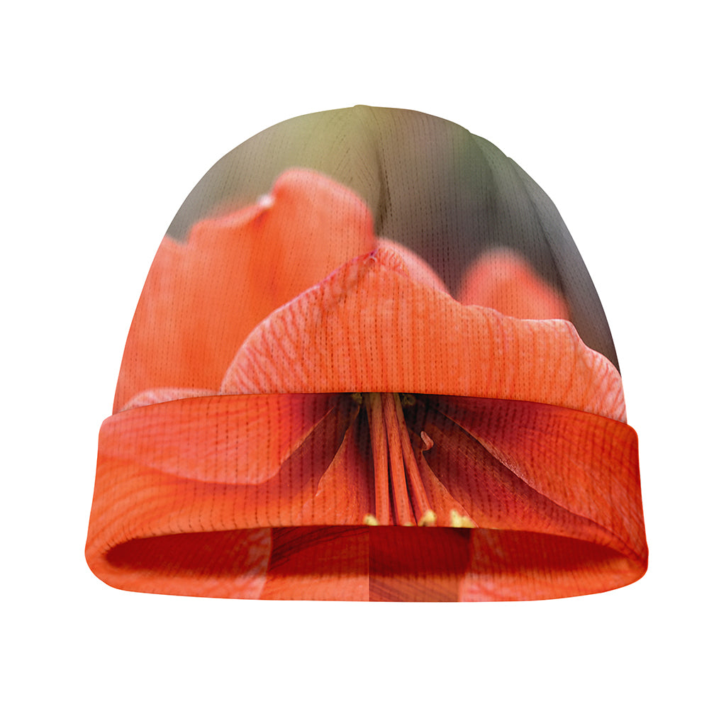 Orange Amaryllis Print Beanie