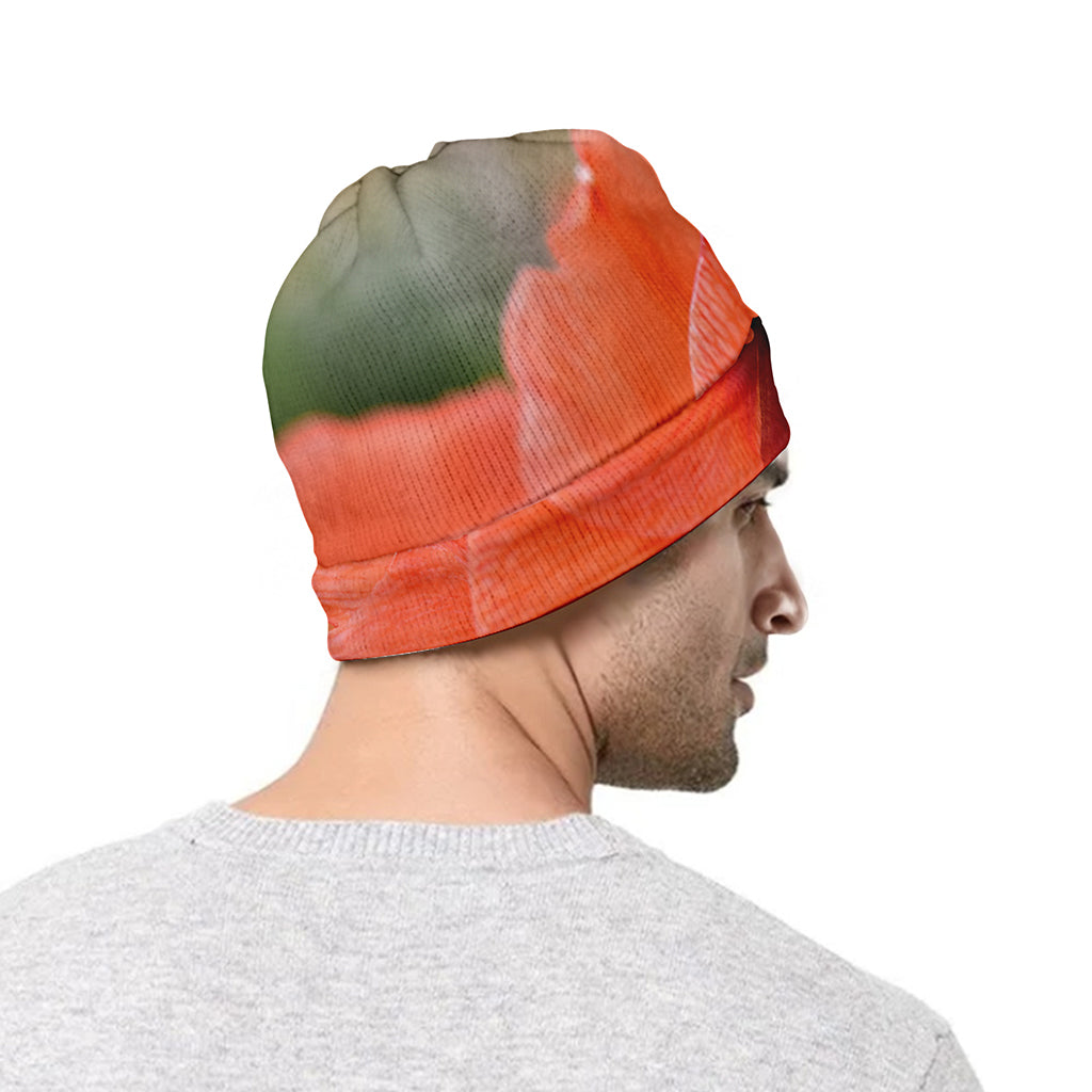Orange Amaryllis Print Beanie