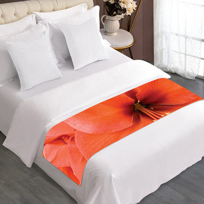 Orange Amaryllis Print Bed Runner
