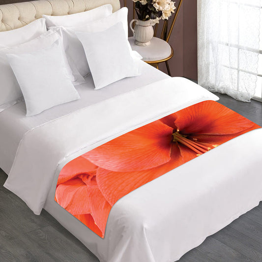 Orange Amaryllis Print Bed Runner