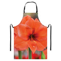 Orange Amaryllis Print Bib Apron With Pocket