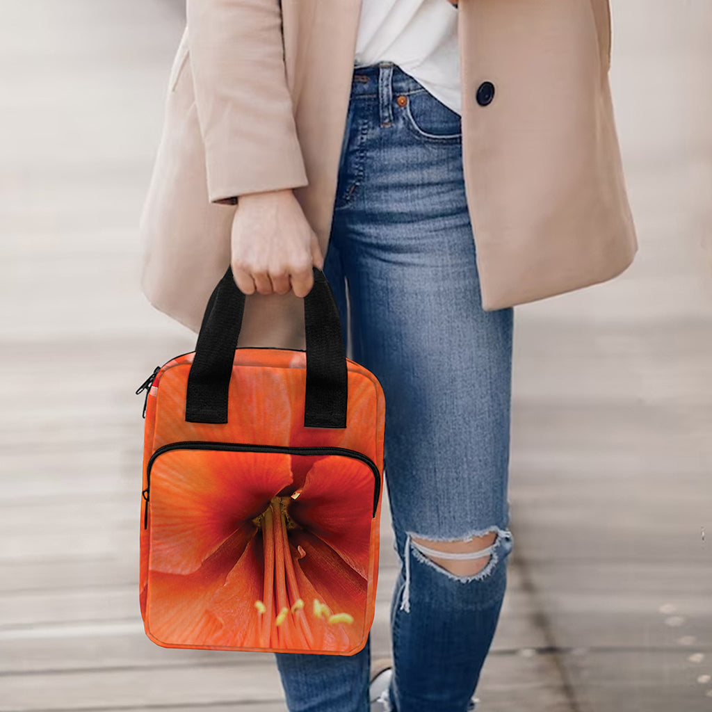 Orange Amaryllis Print Bible Tote Bag