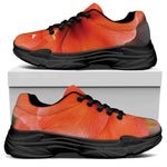 Orange Amaryllis Print Black Chunky Shoes