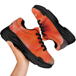 Orange Amaryllis Print Black Chunky Shoes