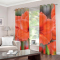 Orange Amaryllis Print Dimout Grommet Curtains