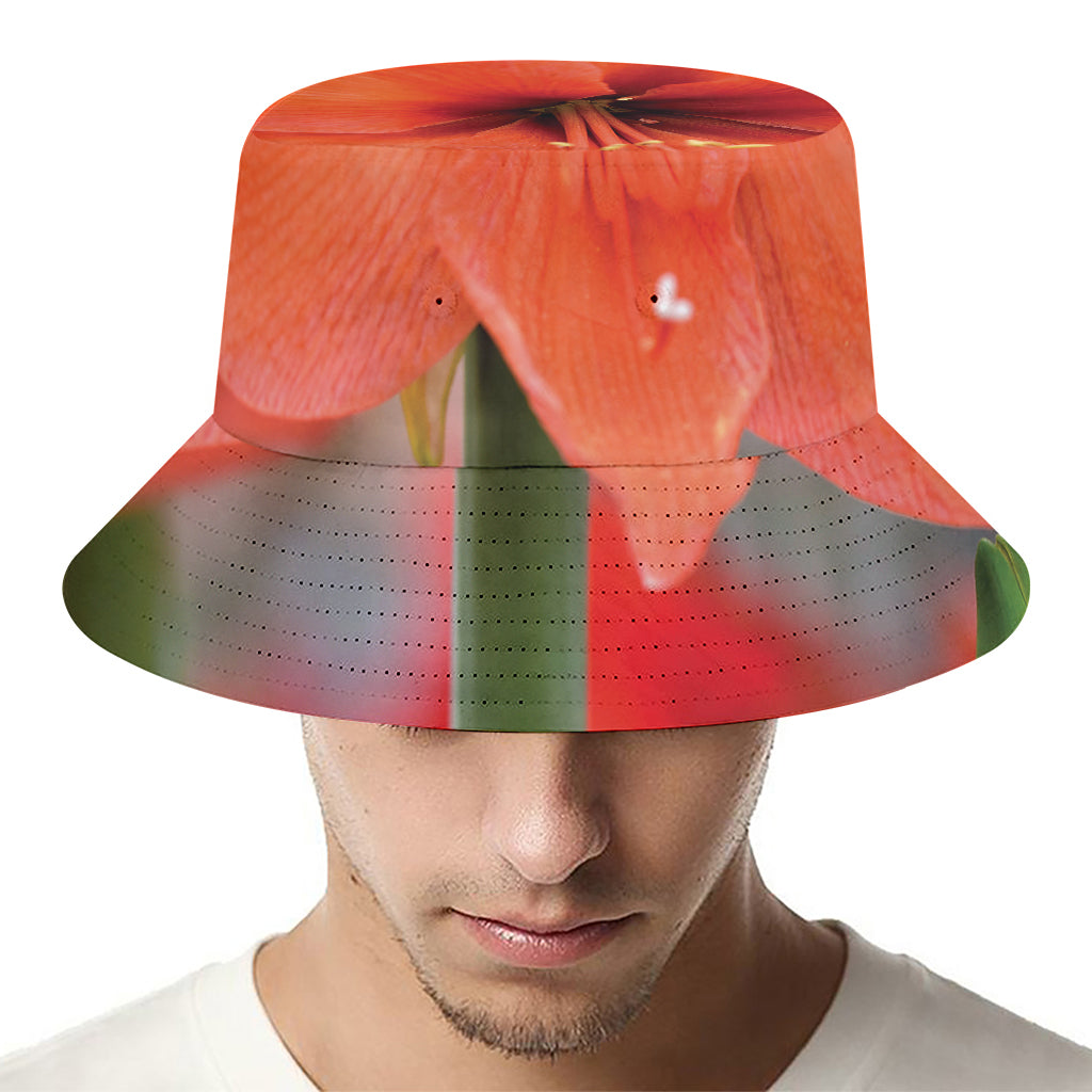 Orange Amaryllis Print Bucket Hat