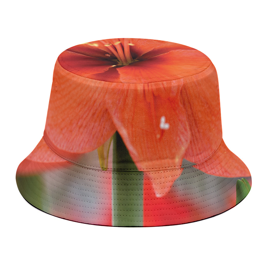 Orange Amaryllis Print Bucket Hat