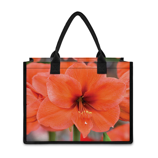 Orange Amaryllis Print Canvas Tote Bag
