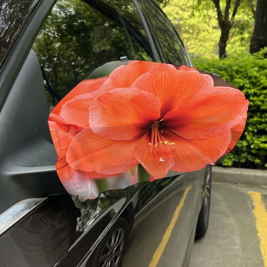Orange Amaryllis Print Car Side Mirror Covers