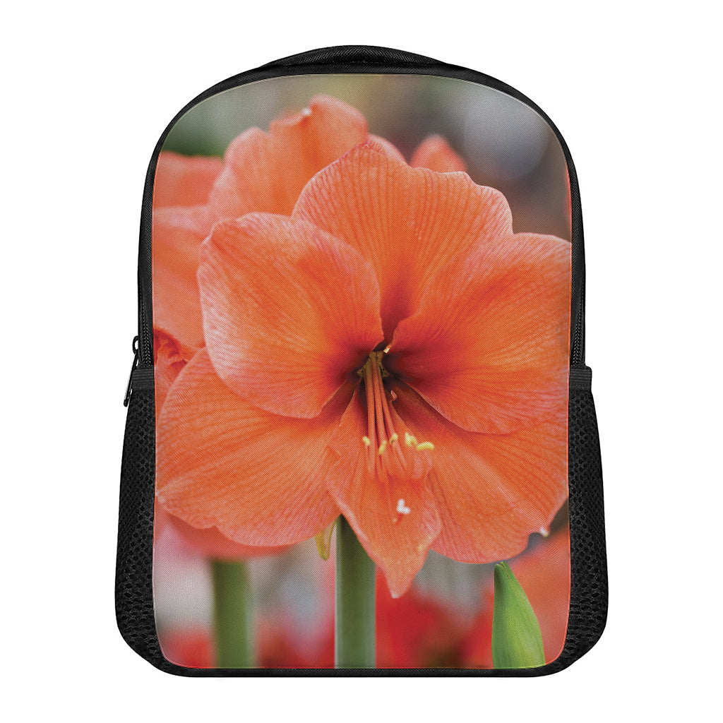 Orange Amaryllis Print Casual Backpack