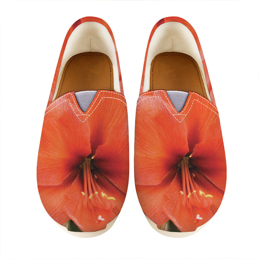 Orange Amaryllis Print Casual Shoes