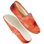 Orange Amaryllis Print Casual Shoes