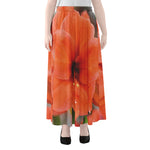 Orange Amaryllis Print Chiffon Maxi Skirt