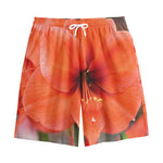 Orange Amaryllis Print Cotton Shorts