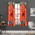 Orange Amaryllis Print Grommet Curtain Panels